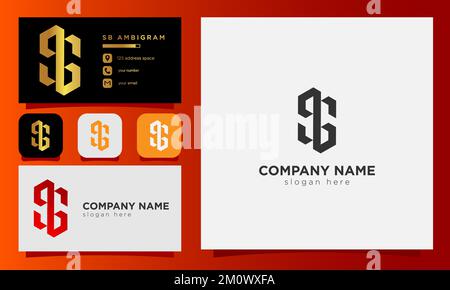Eine Vektordarstellung des Buchstabens SB Ambigram Logo Stock Vektor