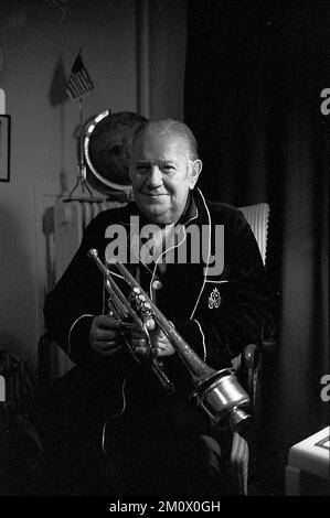 Wild Bill Davison, amerikanischer Jazz-Trompetenspieler, zu Hause in Copenhague, Dänemark, 1978 Stockfoto