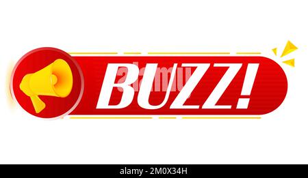 Megafon mit Buzz auf weißem Hintergrund. Megafon-Banner. Webdesign. Vektor Stock Vektor