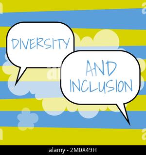 Konzeptionelle Darstellung Vielfalt und Inklusion, Wort geschrieben auf Bereich menschlicher Unterschied umfasst ethnische Zugehörigkeit Geschlecht Stockfoto
