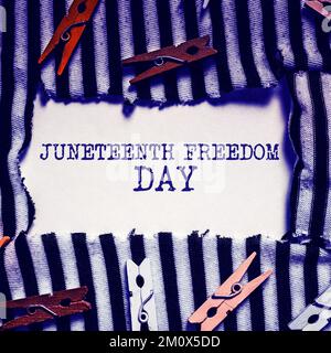 Text Caption präsentiert Juneteenth Freedom Day, Konzept bedeutet gesetzlicher Feiertag in den Vereinigten Staaten zum Gedenken an das Ende der Sklaverei Stockfoto