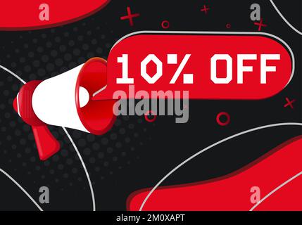 10 Prozent Rabatt. Megafon Mit Sprechblase Stock Vektor