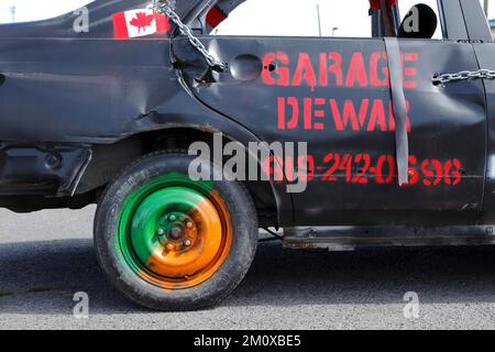 Beschädigtes Auto bei Demolition Derby, Napierville, Provinz Quebec, Kanada, Nordamerika Stockfoto