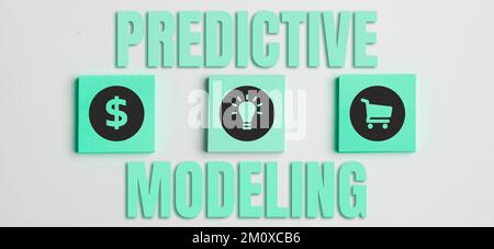 Textzeichen für Predictive Modeling. Strategie zur Verwaltung von Internetkonzepten basierend auf vorausschauenden Analysen Stockfoto