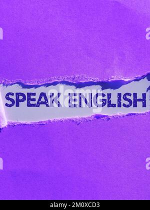 Schild mit der Aufschrift "Sprache Englisch". Business Approach Studie Weitere verbale Online-Kurse in Fremdsprachen Stockfoto