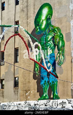 New York. Manhattan. Vereinigte Staaten. Baby-Hulk-Wandbild Stockfoto
