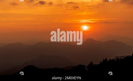 Sonnenuntergang Passo del Pertüs Stockfoto