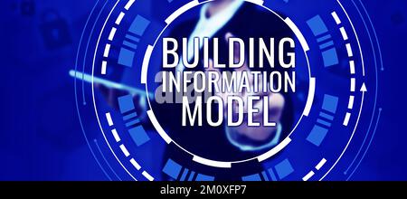 Text, der das Inspiration Building Information Model zeigt, ein Wort, das über den Prozess des Hinzufügens von Struktur zu einer Immobilie geschrieben wurde Stockfoto