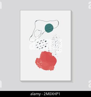 Minimales vertikales Aquarellbild. Abstrakte, mit Vektoren gemalte Formen und Linien. Stock Vektor