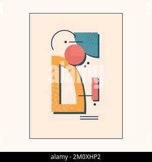 Ein abstraktes Vektorposter mit einem Satz einfacher Formen und Texturen. Stock Vektor