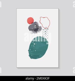 Poster in minimaler Aquarellfarbe. Verschiedene Vektorformen und -Linien. Stock Vektor