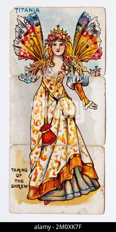 Alte Titanien-Spielkarten-Illustration - von Shakespeares Taming of the Shrew Stockfoto