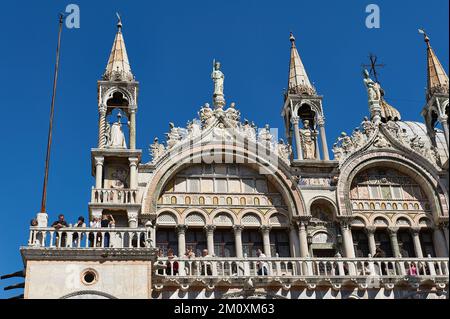 Detailansicht der Basilika auf der Piazza San Marcos, Venedig, Italien Stockfoto