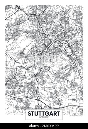 Stadtplan Stuttgart, Reisevektor-Posterdesign Stock Vektor