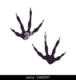 Archeopterix-Dinosaurier-Fußabdruck-Vektor. Paläontologie, historischer Jahrgang. Paläontologische Dinosaurierspuren-Illustration. Stock Vektor