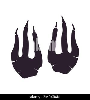 Deinonychus-Dinosaurier-Fußabdruck-Vektor. Paläontologie, historischer Jahrgang. Paläontologische Dinosaurierspuren-Illustration. Stock Vektor