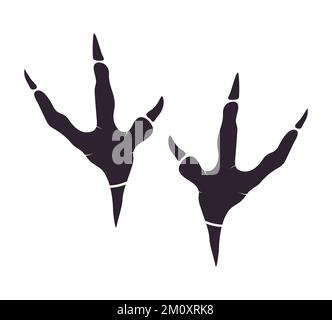 Oviraptor-Dinosaurier-Fußabdruck-Vektor. Paläontologie, historischer Jahrgang. Paläontologische Dinosaurierspuren-Illustration. Stock Vektor