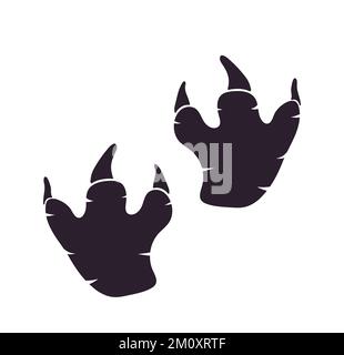 Silhoutter Parasaurolophus-Dinosaurier-Fußabdruck-Vektor. Paläontologie, historischer Jahrgang. Paläontologische Dinosaurierspuren-Illustration. Stock Vektor