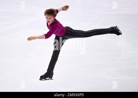 Turin, Italien. 08. Dezember 2022 ilia Malinin aus den USA nimmt am ersten Tag des ISU Grand Prix of Figure Skating Final am Men Short Program Teil. Nicolò Campo/Alamy Live News Stockfoto