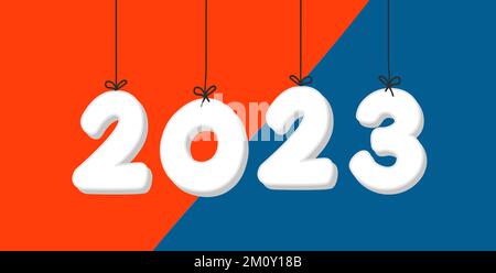 Frohes neues Jahr 2023. Bunte Zahlen. Stock Vektor