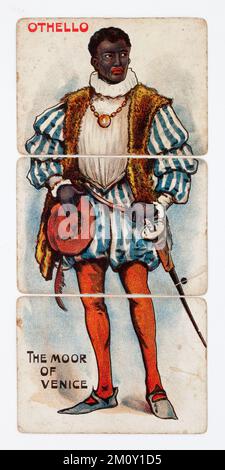 Vintage-Spielkarte Illustration von Shakespeares Othello aus dem Moor von Venedig Stockfoto