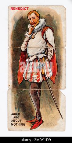 Vintage-Spielkarte Illustration von Shakespeares Benedict aus Much ado about Nothing Stockfoto