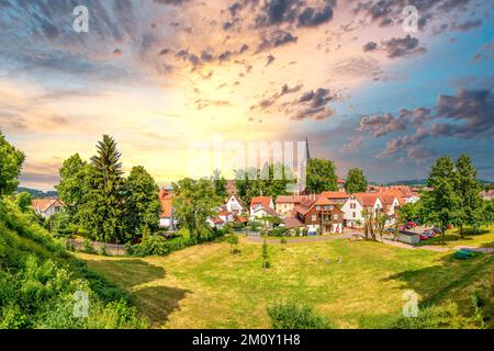 Blick über Erbach, Odenwald, Deutschland Stockfoto