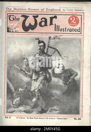 The war illustrierte Band 3 Nummer 65 Eine Zeitschrift oder Zeitung, die Berichte über Ereignisse im Ersten Weltkrieg gab. Voller Berichte und Nachrichten über den Ersten Weltkrieg Stockfoto