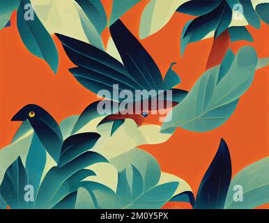 Eine wunderschöne abstrakte Struktur mit Blättern und Grün auf rotem Hintergrund Stock Vektor