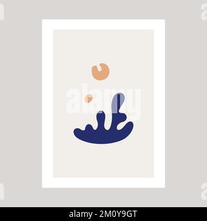 Abstraktes Poster mit Seekorallen im Henry-Matisse-Stil. Stock Vektor