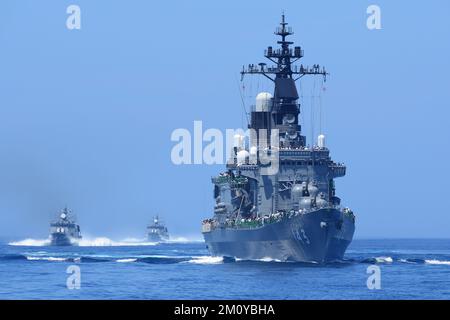 Flotte der japanischen Seeschiffe der Selbstverteidigungskräfte. Stockfoto