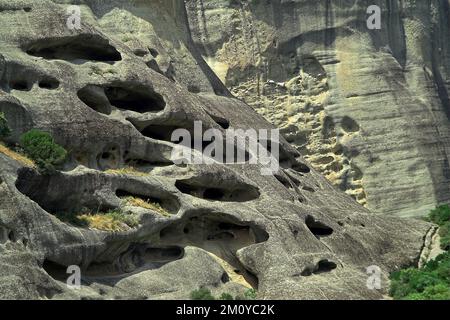 Meteory, Μετέωρα, Meteora, Grecja, Griechenland, Griechenland; Sandstein- und Konglomeratfelsenmassiv Stockfoto