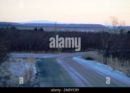 Südinsland, Bilder in intensiven Frösten vor dem Schnee Stockfoto