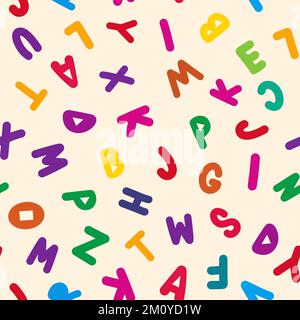 Nahtloses Muster von farbigen Cartoon-Buchstaben. Vektordarstellung Stock Vektor