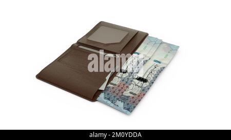 3D-Darstellung saudischer riyal Notes in der Brieftasche Stockfoto