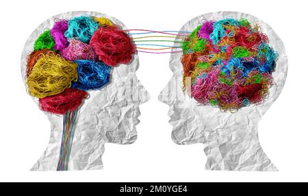 Psychotherapie oder Psychotherapie und therapeutisches Beratungskonzept als Neurologie- oder Psychologiesymbol für duale Persönlichkeit und psychische Störung Stockfoto