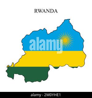 Abbildung eines Kartenvektors in Ruanda. Weltwirtschaft. Berühmtes Land. Ostafrika. Afrika. Stock Vektor