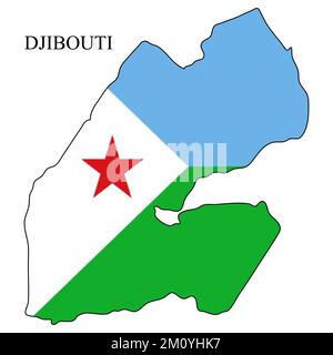 Dschibuti-Kartenvektordarstellung. Weltwirtschaft. Berühmtes Land. Ostafrika. Afrika. Stock Vektor