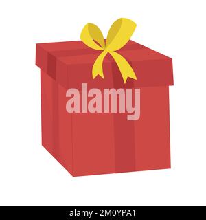 Rote Geschenkbox mit goldenem Band-Vektor-Rillustration Stock Vektor