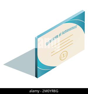 Symbol für isometrisches Zertifikat. Blaue einfache Vektordarstellung Stock Vektor