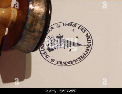 Himmelsberg, Deutschland. 07.. Dezember 2022. Der Stempel des Absenders aus dem Haus des Weihnachtsmanns ist auf einem Umschlag der Weihnachtspoststelle in Himmelsberg, einem Bezirk von Sondershausen Credit: Bodo Schackow/dpa/Alamy Live News, gedruckt Stockfoto