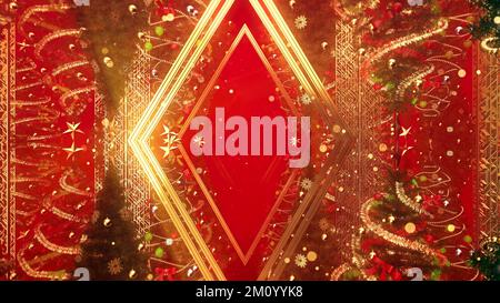 3D Illustration Hintergrund für Werbung und Wallpaper in der Fest- und Weihnachtsszene. 3D Rendering im dekorativen Konzept. Stockfoto
