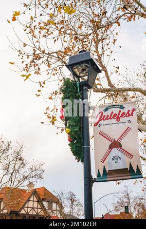 Solvang, Kalifornien, USA - 8. Dezember 2022 die Stadt Solvang im Santa Ynez Valley im Süden Kaliforniens ist bekannt für ihre Archi im traditionellen dänischen Stil Stockfoto