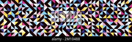 Abstrakter moderner breiter Hintergrund mit geometrischen Formen. Bauhaus-Stil. Farbenfrohes, nahtloses Muster. Dreieckiger Musterstreifen. Minimalistisch flaches Design Stock Vektor