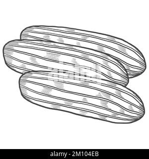 eclair Dessert Snack isolierte Doodle handgezeichnete Skizze mit Übersichtszeichnung Stockfoto