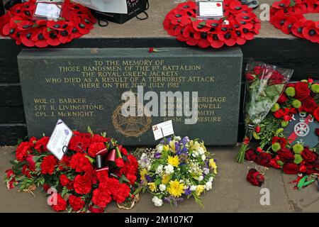 Denkmal für Regents Park, Bandstand IRA Bombenanschlag am 20. Juli 1982, London, England, Großbritannien - Holme Green Stockfoto