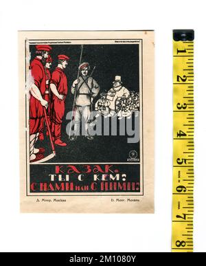 Der Kosaken, zu wem gehörst du? Mit uns oder mit ihnen?“ (Russisch: Казак, ты с кем? С нами или с ними?) Poster von Dmitry Moor, erstmals 1920 in der UdSSR veröffentlicht. Stockfoto