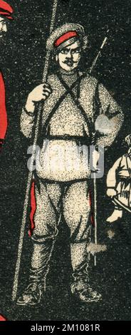 Der Kosaken, zu wem gehörst du? Mit uns oder mit ihnen?“ (Russisch: Казак, ты с кем? С нами или с ними?) Poster von Dmitry Moor, erstmals 1920 in der UdSSR veröffentlicht. Stockfoto