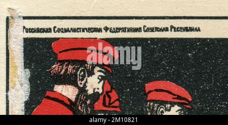 Der Kosaken, zu wem gehörst du? Mit uns oder mit ihnen?“ (Russisch: Казак, ты с кем? С нами или с ними?) Poster von Dmitry Moor, erstmals 1920 in der UdSSR veröffentlicht. Stockfoto