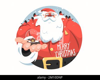 Lustiger Weihnachtsmann fröhlicher Weihnachtsbaum Happy New Year Celebration Geschenk Weihnachten Postkarte Weihnachten Website Illustration Stockfoto